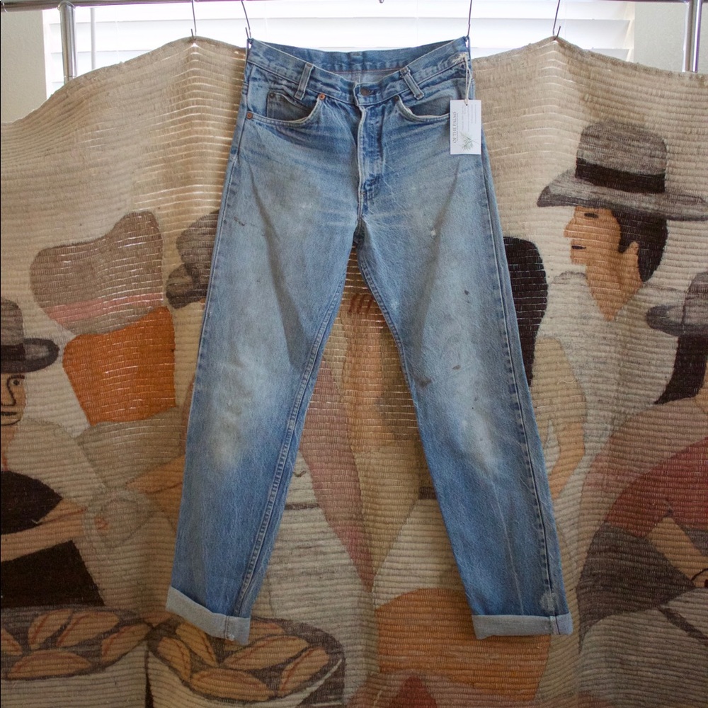 Vintage high waisted Levi’s distressed denim 501s